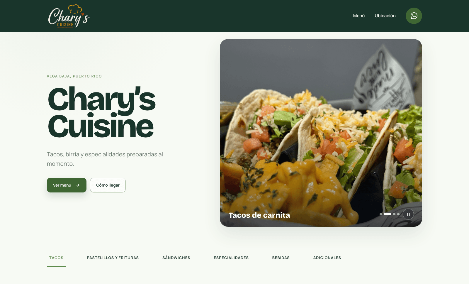 Chary’s Cuisine — Digital menu · Food & hospitality
